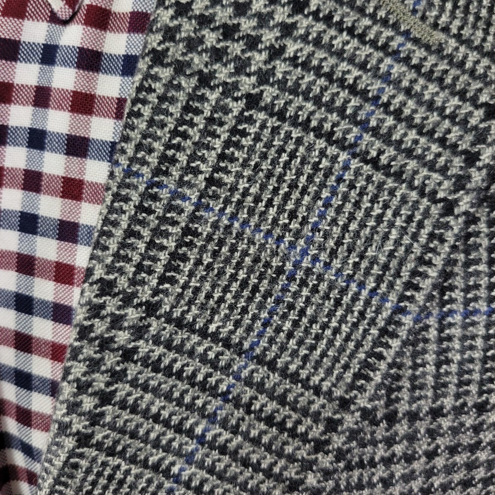 Haggar Men's Sport Coat Blazer Two Button Gray Plaid Lambs Wool Size 42L - Picture 9 of 14
